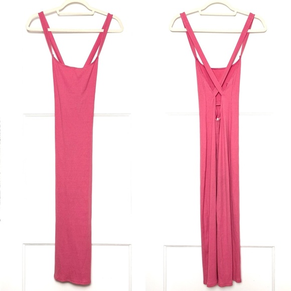 REFORMATION Rib Knit Sleeveless Crisscross Back Scoop Neck Bodycon Midi Dress S - Picture 5 of 10